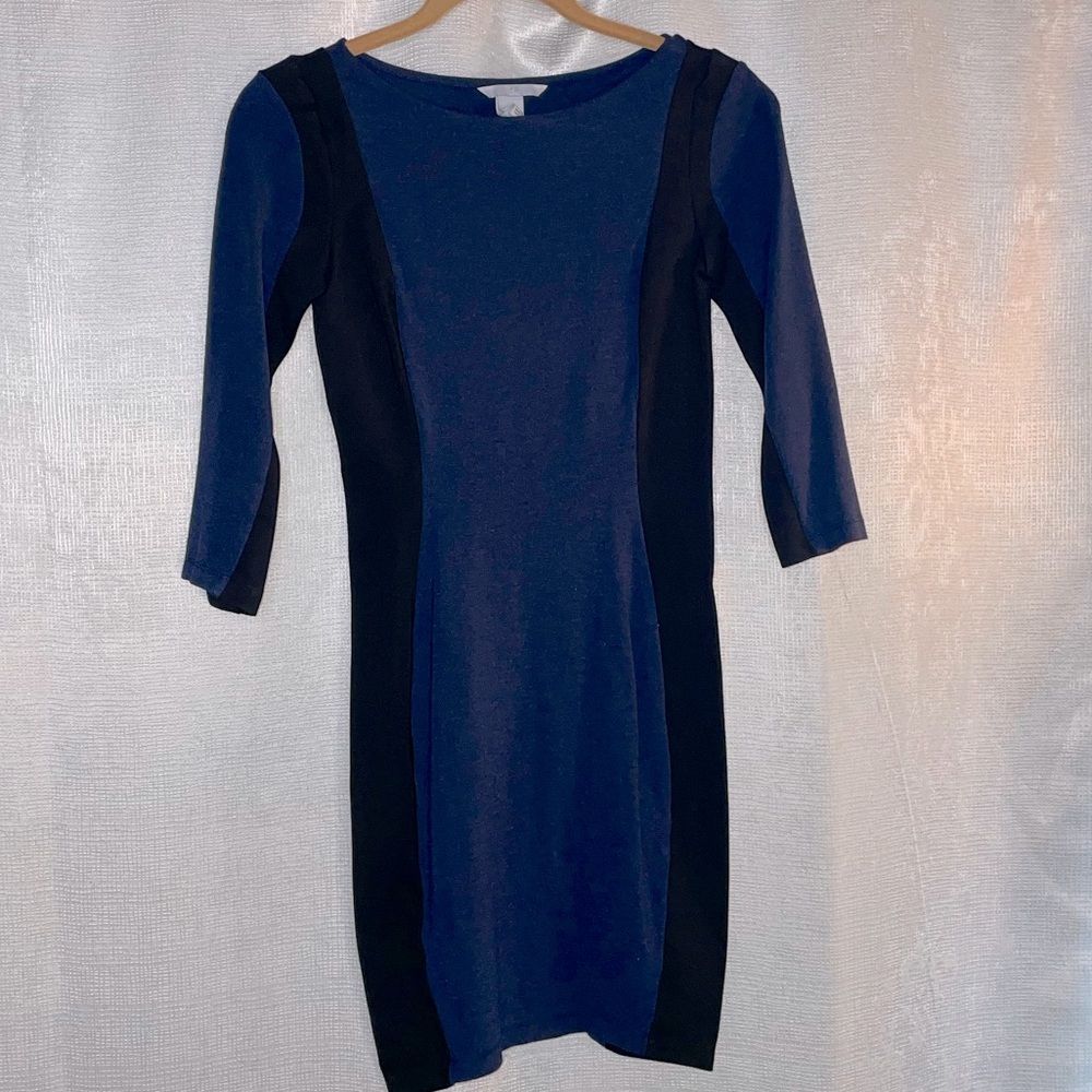 H&M Mini Longsleeve Black/Blue Dress- Size XS